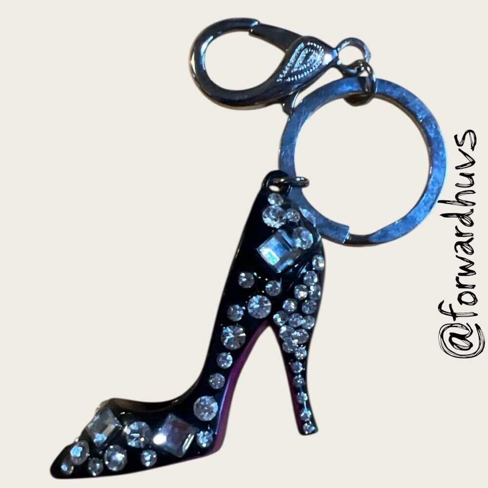Bundle Sale 3 for $15 | High-Heel Shoe Keychain – Black Enamel with Pink Sole